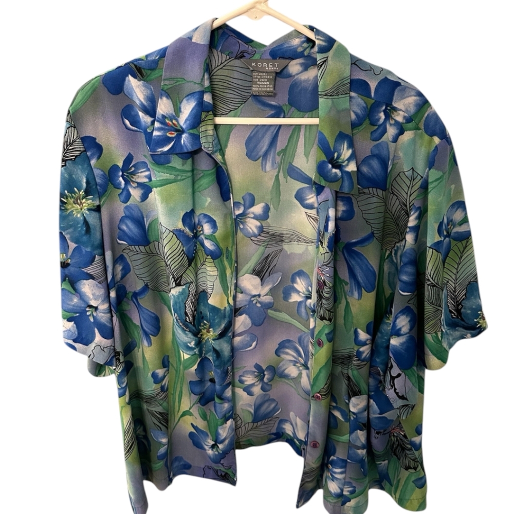 Koret Floral Blue Green Blouse 26W